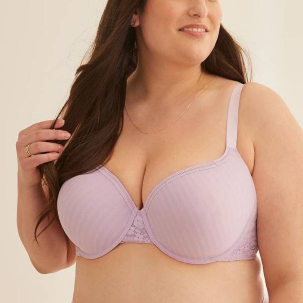Deesse Contour T-shirt Bra 38DD Pale Purple Lace Pointelle Underwire NWT